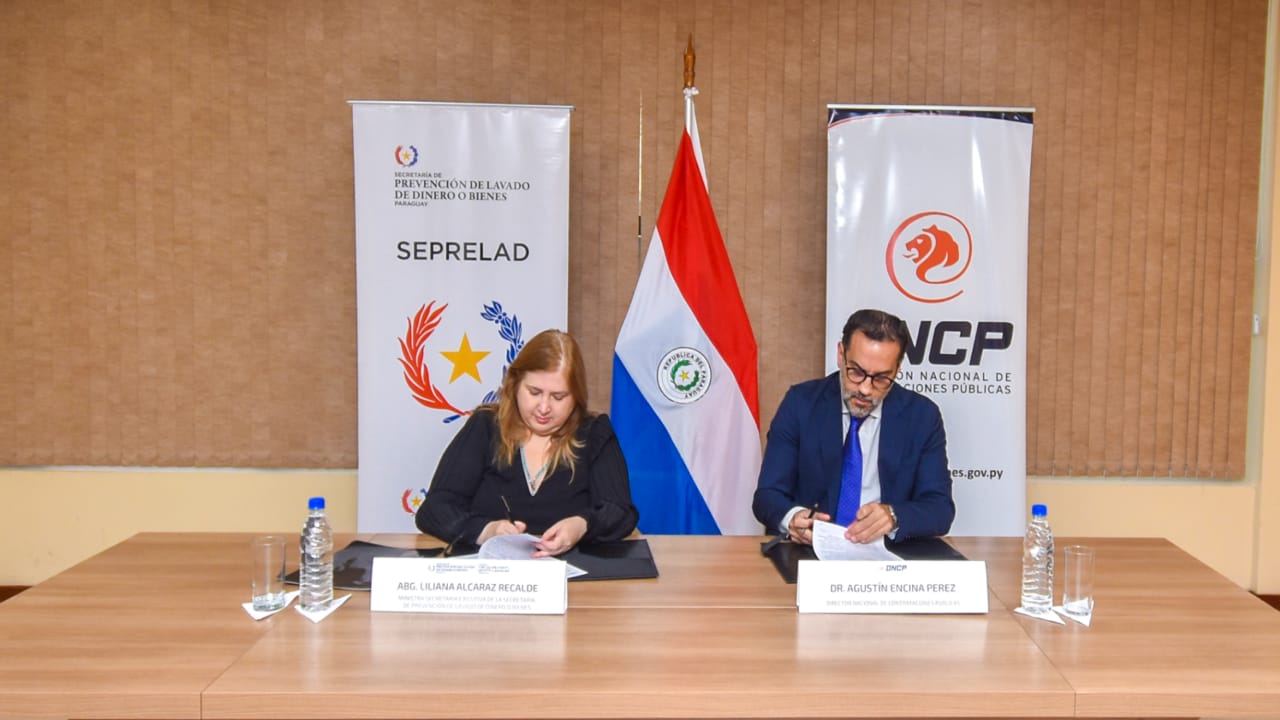 SEPRELAD y la DNCP firman convenio interinstitucional para fortalecer la transparencia y combatir activamente la corrupción, el lavado de activos y el crimen organizado en Paraguay