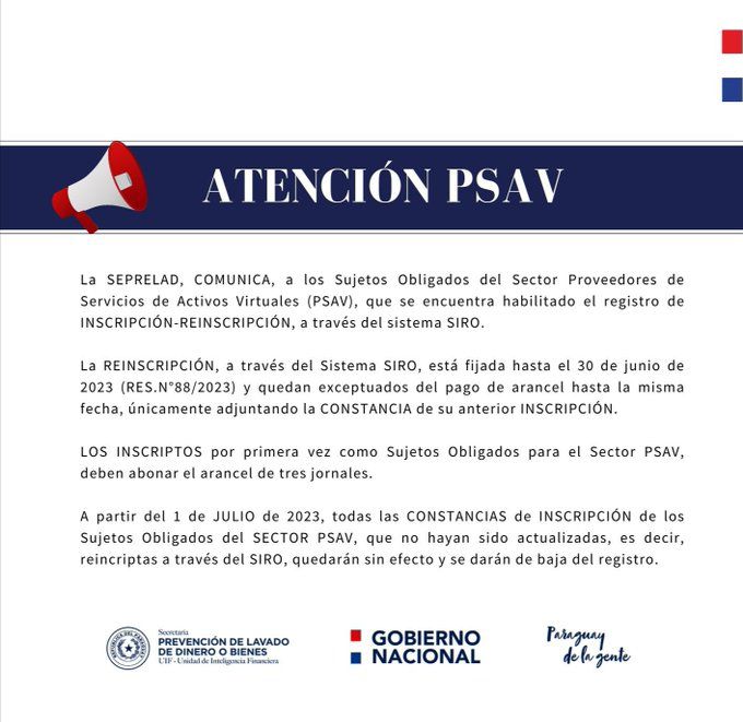 ATENCIÓN Sector Proveedores de Servicios de Activos Virtuales (PSAV)