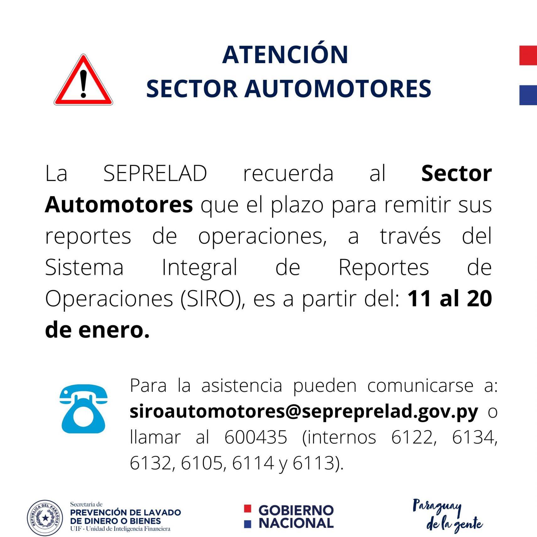 Sector Automotores deberá remitir sus reportes de operaciones a través del sistema tecnológico