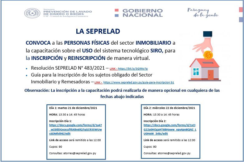 Convocatoria para personas físicas del Sector Inmobiliario