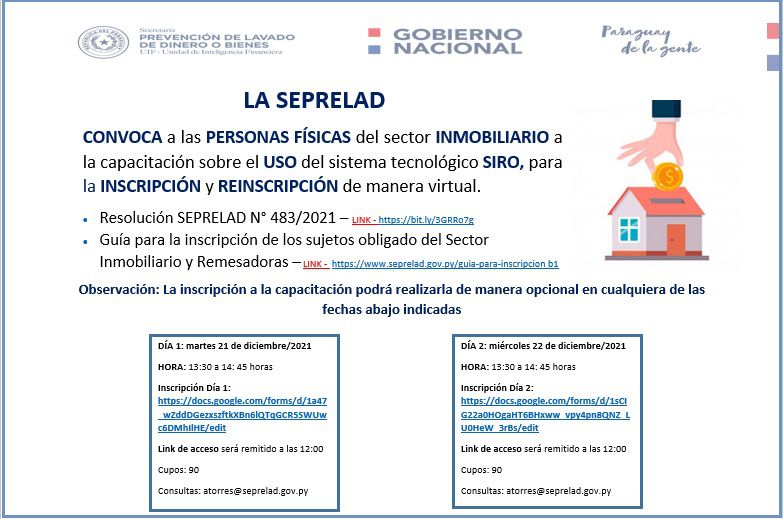 Convocatoria para personas físicas del Sector Inmobiliario 