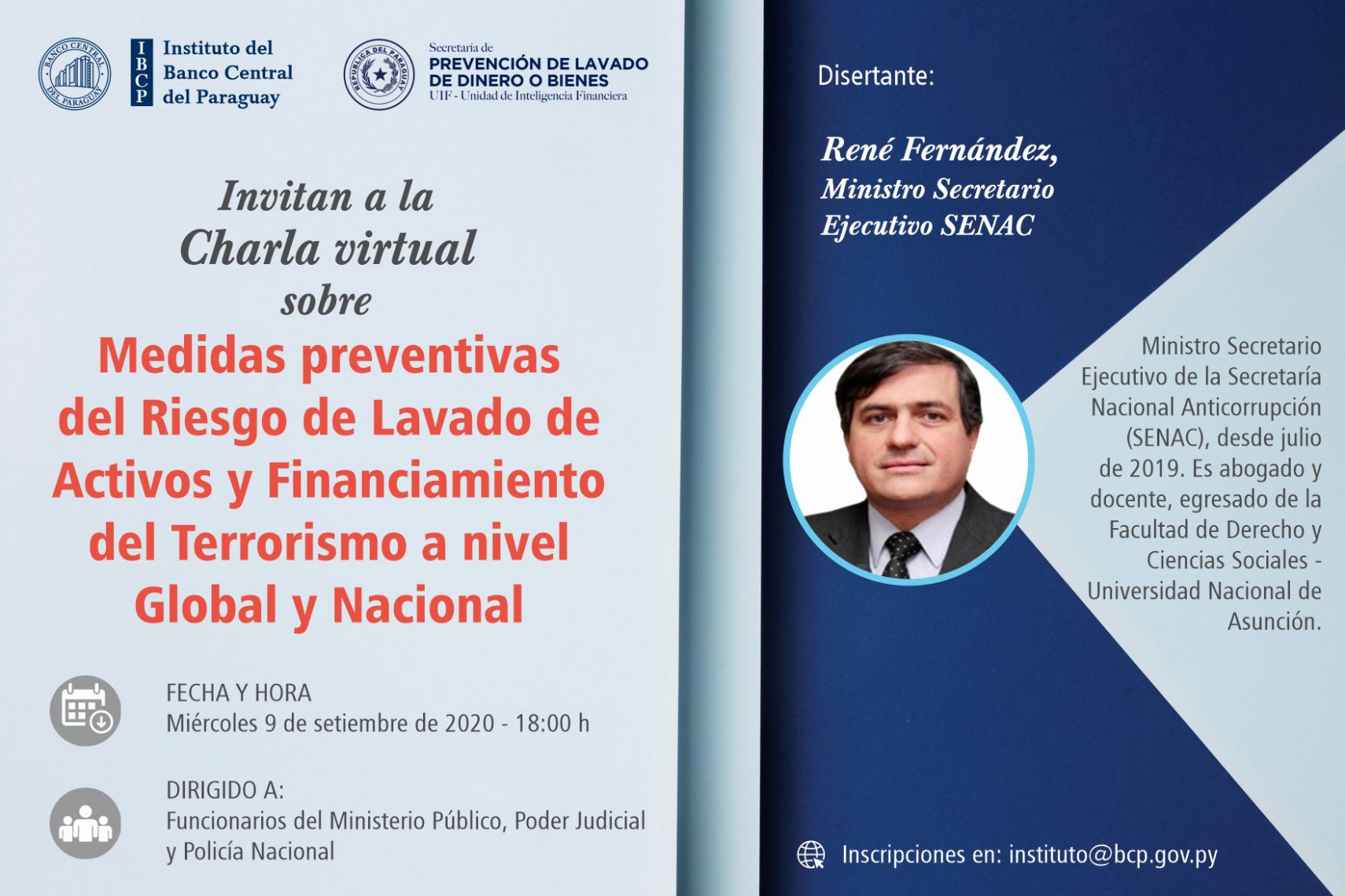 Culminó charla virtual sobre “Medidas Preventivas del Riesgo de Lavado de Activos y Financiamiento del Terrorismo"