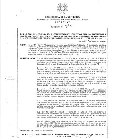 SEPRELAD aprueba resolución para inscripción de las Remesadoras e Inmobiliarias a través de sistema tecnológico 