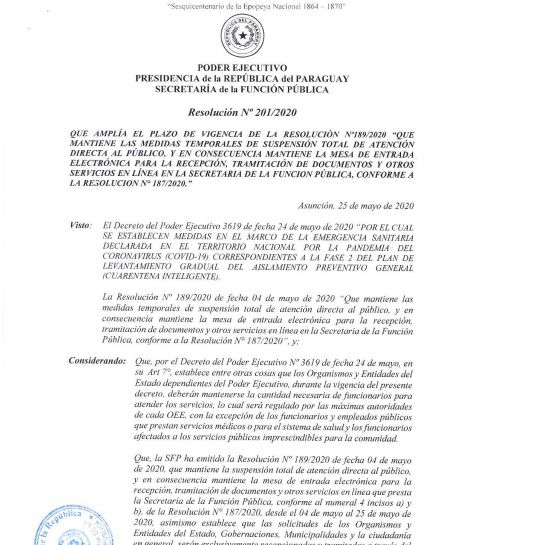 SEPRELAD acató medidas preventivas emitidas por la Presidencia y la Secretaría de la Función Pública ante el riesgo de expansión del CORONOVIRUS