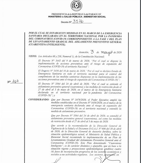 Presidente decreta medidas para inicio de la Fase 1 del Plan de Cuarentena Inteligente, que arranca este lunes