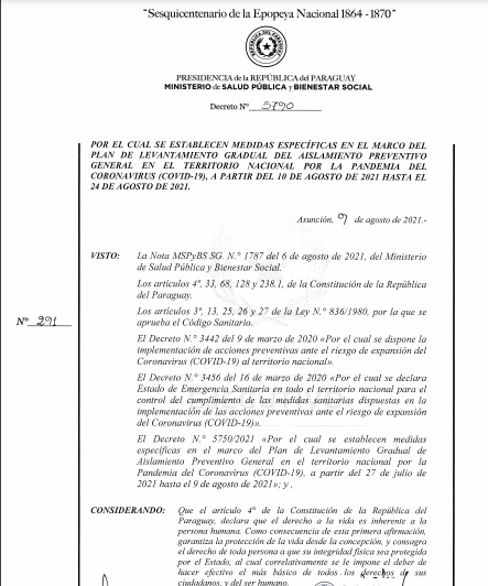 Ejecutivo dispone nuevas medidas sanitarias que rigen desde hoy hasta el 24 de agosto ante la pandemia