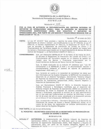 SEPRELAD implementa Sistema Integral de Reportes de Operaciones (SIRO) para Bancos y Financieras