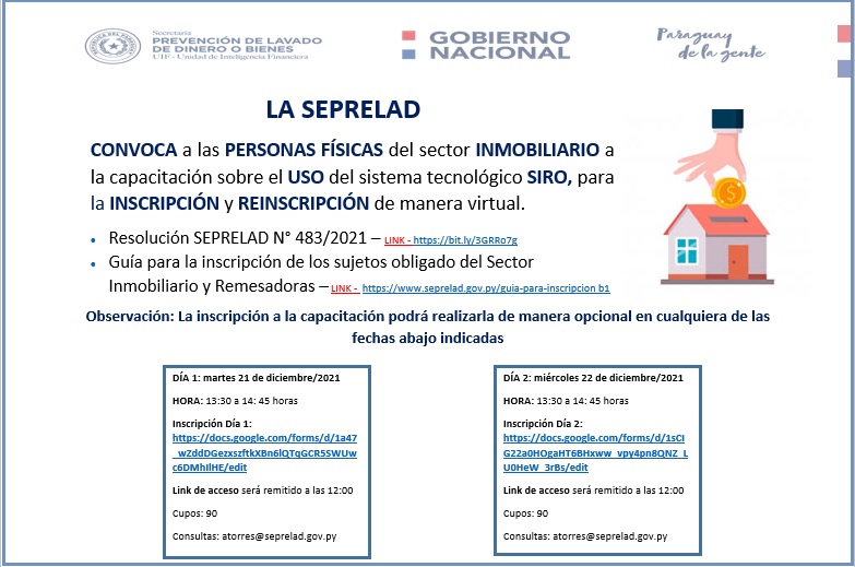 Convocatoria para personas físicas del Sector Inmobiliario 