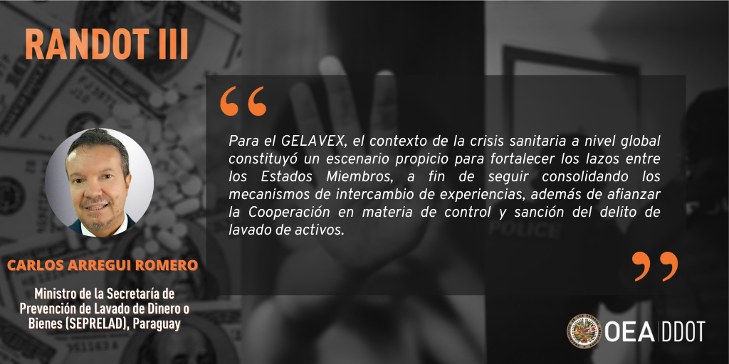 Paraguay presenta conclusiones y recomendaciones en su calidad de Presidente Pro Tempore del GELAVEX en la Tercera Reunión de Autoridades en materia de Delincuencia Organizada Transnacional