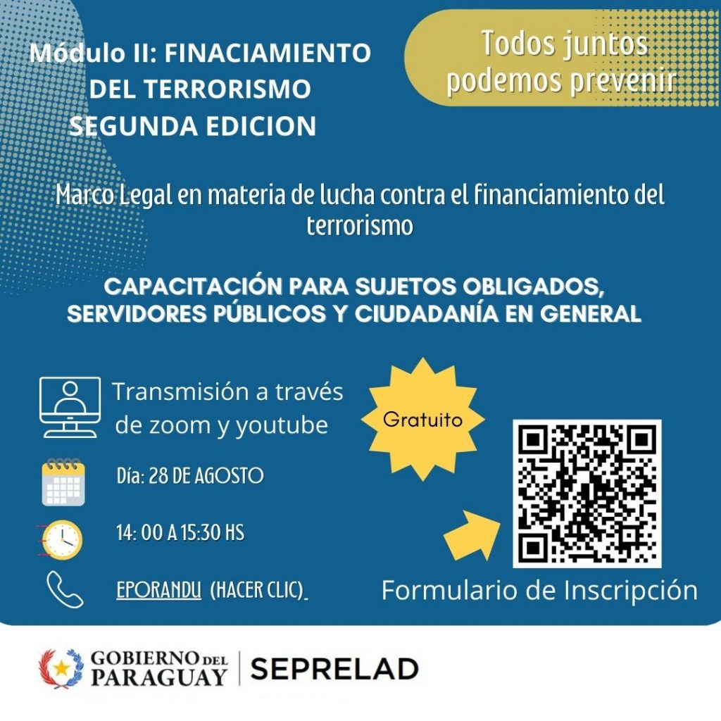 Se realizará la Segunda Edición del Módulo II sobre el marco legal en materia de lucha contra el financiamiento del terrorismo